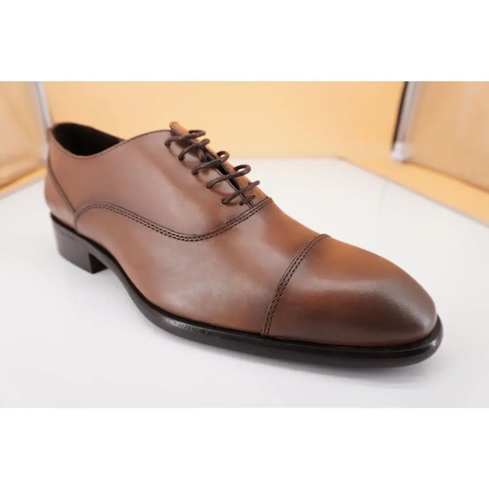 To Boot New York Firenza Men's Brown Leather Cap Toe Oxfords SZ 8 D $395 lace